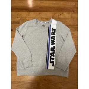 Disney Store Star Wars Logo Crew Neck Ladies Sweatshirt Heathered Gray Size L